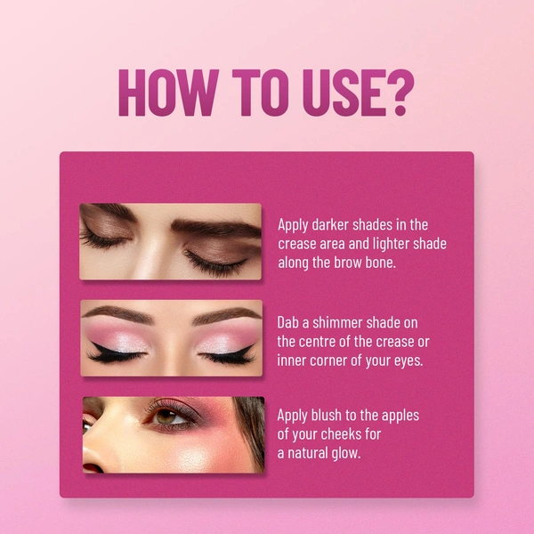 Swiss Beauty Dinner Date Face & Eye Dual Passport Palette with eya-catching shades | Stunning Eyeshadows & 1 Blusher | High-Pigment, Smooth Blending & Travel-Friendly | Matte & Shimmer Shades
