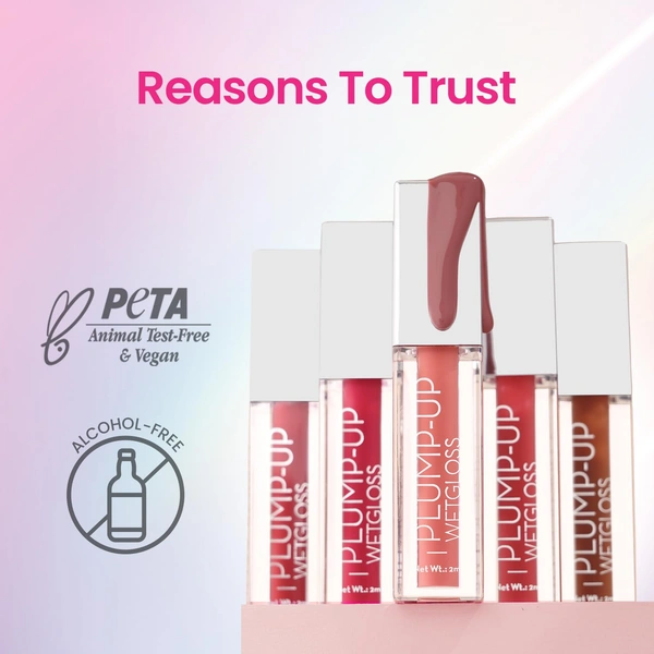 Swiss Beauty Plump-Up Wetgloss - Barely There | Ultra-Glossy Finish | Glass-Like Shine | Hydrating & Lightweight | Easy Glide Formula | Fuller, Plumper Lips