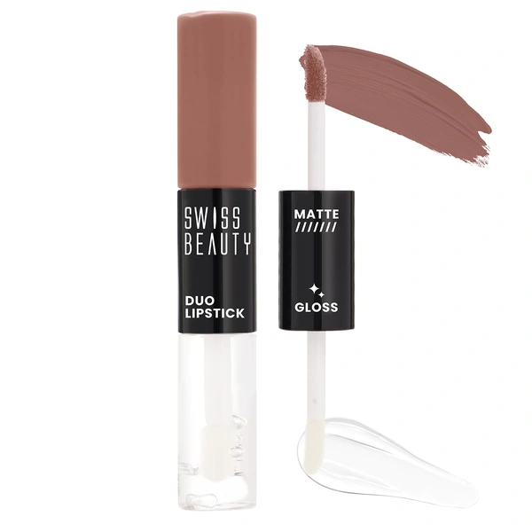 Swiss Beauty Poison Pink Duo Lipstick with Matte & High-Shine Gloss | Long-Lasting, Smudge-Proof | Lightweight & Comfortable | 2-in-1 Lipstick for Natural & Glam Looks
