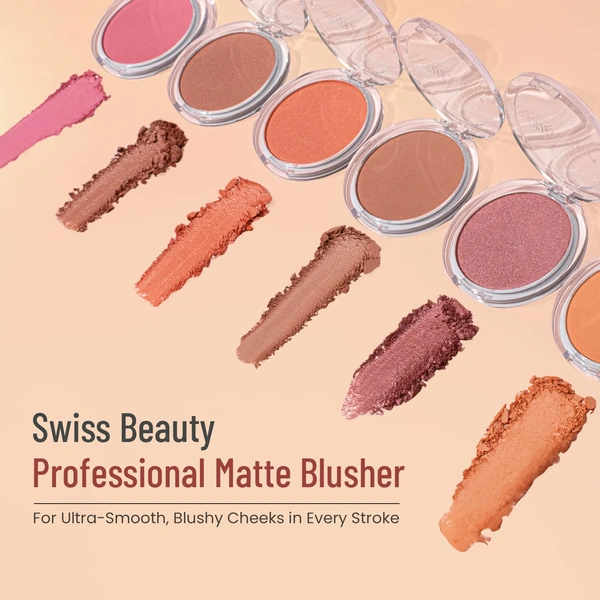 Swiss Beauty Professional Just Rose Matte Blusher 4gm | High-Colour Payoff | Lightweight | Long-Lasting & Blendable Formula for a Natural & Radiant Look