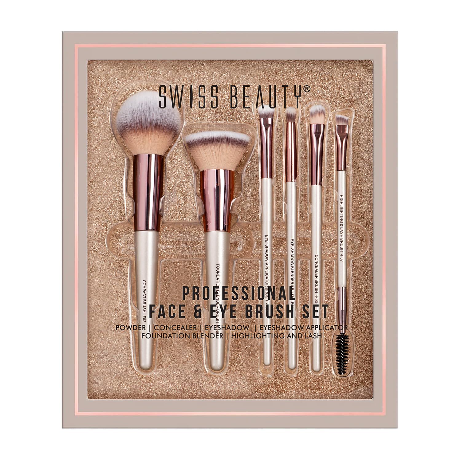 Swiss Beauty Professional Face & Eye Brush Set | 6-Piece Makeup