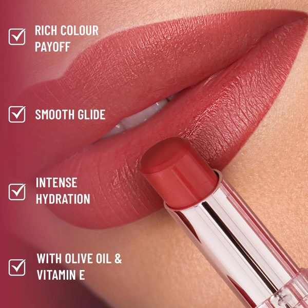 Swiss Beauty Pure Lustre Lipstick 3.8gm with 04 It's Bare Shade | High Shine Glossy Finish | Smooth Glide Creamy Texture | Olive Oil & Vitamin E | Hydrating Lightweight Lip Color
