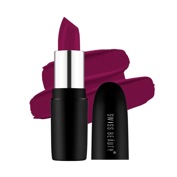 Swiss Beauty Pure Matte Lipsticks 3.8g | Berry 212 | Creamy Matte - 1