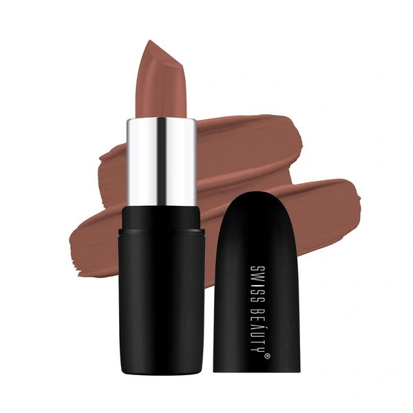 Swiss Beauty Pure Matte Lipsticks 3.8g | Caramel 214 | Creamy Matte - 1