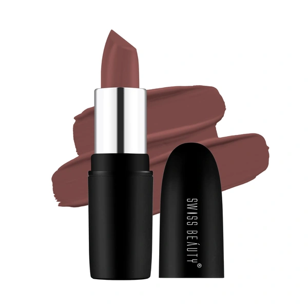 Swiss Beauty Pure Matte Lipsticks 3.8g | Hazlenut 203 | Creamy Matte - 1