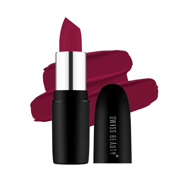 Swiss Beauty Pure Matte Lipsticks 3.8g | Raspberry 207 | Creamy Matte - 1