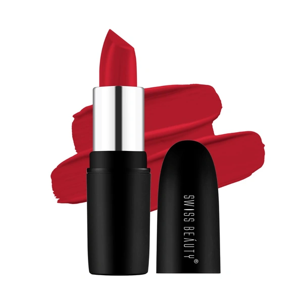 Swiss Beauty Pure Matte Lipsticks 3.8g | Russian Red 201 | Creamy Matte - 1