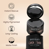 Swiss Beauty Quick Cover Touch-Up Powder Shade Mocha Brown| Covers Grey Roots & Bald Spots Instantly | Highly Pigmented | Matte Finish | Long-Lasting | For Men & Women