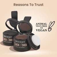 Swiss Beauty Quick Cover Touch-Up Powder Shade Smoky Black | Covers Grey Roots & Bald Spots Instantly | Highly Pigmented | Matte Finish | Long-Lasting | For Men & Women