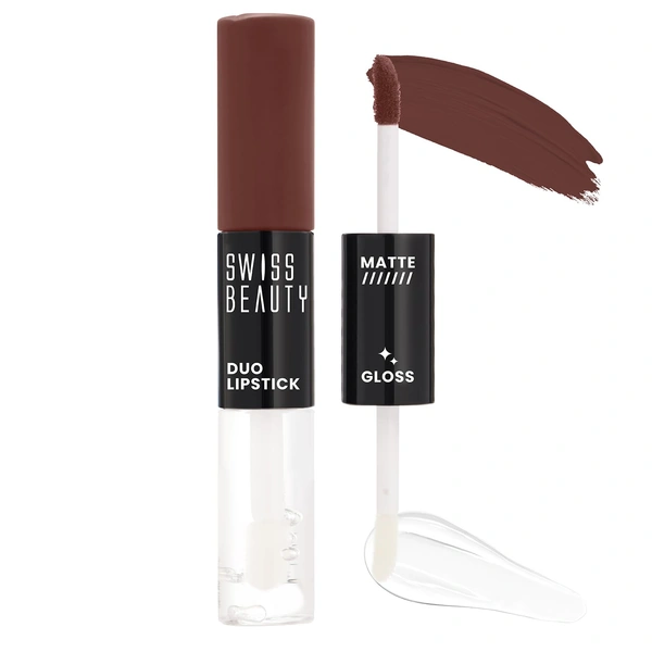 Swiss Beauty Rose Red Duo Lipstick with Velvety Matte & High-Shine Gloss | Long-Lasting | Smudge-Proof, Lightweight & Comfortable | 2-in-1 Lipstick for Bold & Glossy Looks