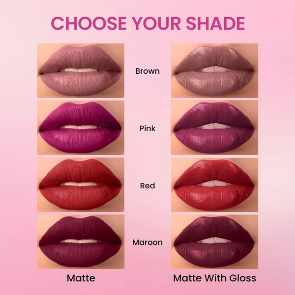 Swiss Beauty Moody Plum Duo Lipstick with Matte & High-Shine Gloss | Long-Lasting, Smudge-Proof | Lightweight & Comfortable | 2-in-1 Lipstick for Natural & Glam Looks