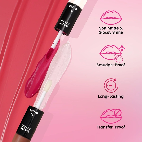 Swiss Beauty Moody Plum Duo Lipstick with Matte & High-Shine Gloss | Long-Lasting, Smudge-Proof | Lightweight & Comfortable | 2-in-1 Lipstick for Natural & Glam Looks