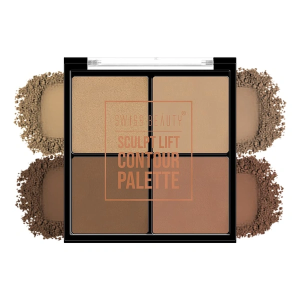 Swiss Beauty Sculpt Lift Contour Palette Shade-02 | 4-in-1 Face Contouring Kit | Blendable, Lightweight & Travel-Friendly | Perfect for Highlighting & Sculpting