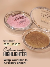 Swiss Beauty Select Cushion Mousse Highlighter 10g Shade 4 Gold Rush | Lit-From-Within Radiance | Glowy Dewy Finish | Lightweight Mousse Formula with Macadamia Oil