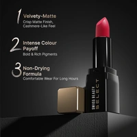 Swiss Beauty Select Dare To Matte Creamy Lipstick 3.8g, Shade Delight Plum | Velvety Matte Finish | Vitamin E Enriched | Long Lasting | Smooth & Creamy Formula