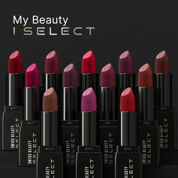Swiss Beauty Select Dare To Matte Creamy Lipstick 3.8g, Shade Delight Plum | Velvety Matte Finish | Vitamin E Enriched | Long Lasting | Smooth & Creamy Formula