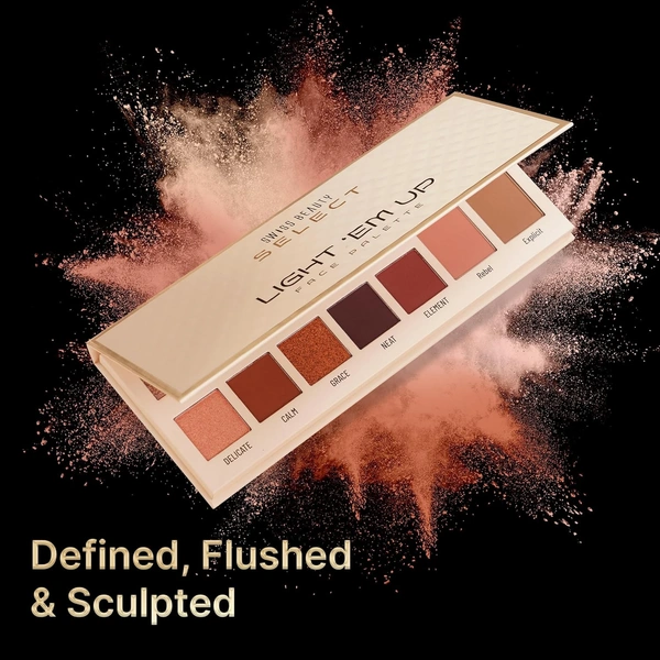 Swiss Beauty Select Eyeshadow Light Em Up Face & Eye Palette 20g | Twilight Shade | 10 Eyeshadows + Blush & Contour | Matte, Shimmer & Metallic Finishes