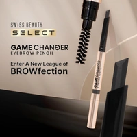 Swiss Beauty Select Game Changer Eyebrow Pencil 0.35g Shade 1 Ash Brown | Sword Tip Applicator with Spoolie | Long Lasting Pigmented Brow Definer | Precision Fill