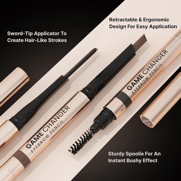 Swiss Beauty Select Game Changer Eyebrow Pencil 0.35g Shade 1 Ash Brown | Sword Tip Applicator with Spoolie | Long Lasting Pigmented Brow Definer | Precision Fill