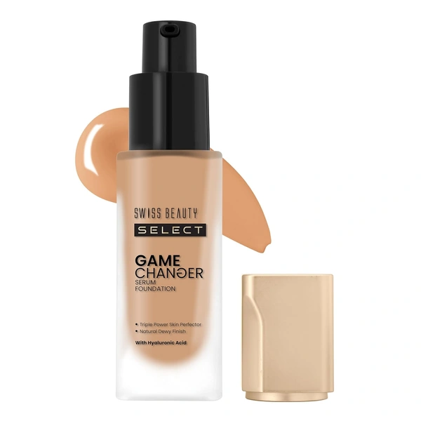 Swiss Beauty Select Game Changer Foundation Lightweight With Serum 35g | Shade Warm Espresso | Natural Dewy Finish, Lightweight Serum Formula, Buildable Coverage