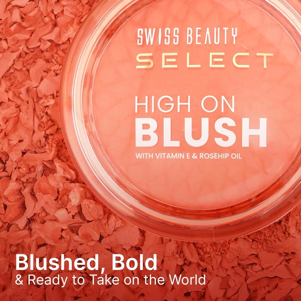 Swiss Beauty Select High on Blush 8g Pretty Peach | Natural Matte Finish | Long-Lasting & Non-Transferrable | Enriched with Vitamin E & Rose Oil