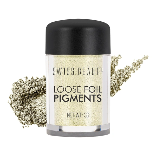 Swiss Beauty Shade 01 Loose Foil Pigment Eyeshadow 3g | High-Intensity Shimmer | Metallic Finish | Ultra-Pigmented, Long-Lasting & Blendable | Use Wet or Dry for Bold Eye Looks