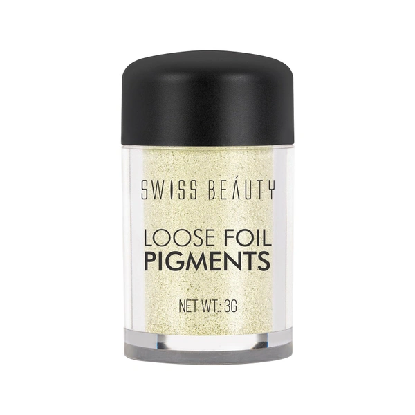 Swiss Beauty Shade 01 Loose Foil Pigment Eyeshadow 3g | High-Intensity Shimmer | Metallic Finish | Ultra-Pigmented, Long-Lasting & Blendable | Use Wet or Dry for Bold Eye Looks