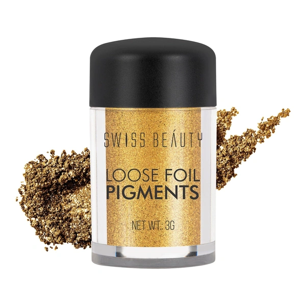Swiss Beauty Shade 02 Loose Foil Pigment Eyeshadow 3g | High-Intensity Shimmer | Metallic Finish | Ultra-Pigmented, Long-Lasting & Blendable | Use Wet or Dry for Bold Eye Looks