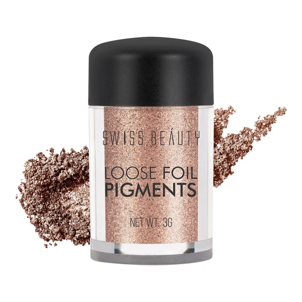 Swiss Beauty Shade 06 Loose Foil Pigment Eyeshadow 3g | High-Intensity Shimmer | Metallic Finish | Ultra-Pigmented, Long-Lasting & Blendable | Use Wet or Dry for Bold Eye Looks