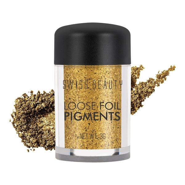 Swiss Beauty Shade 08 Loose Foil Pigment Eyeshadow 3g | High-Intensity Shimmer | Metallic Finish | Ultra-Pigmented, Long-Lasting & Blendable | Use Wet or Dry for Bold Eye Looks