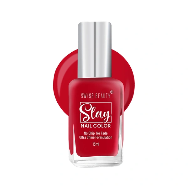 Swiss Beauty Slay Nail Colour 13ml | Cosmopoiltan Red 39 | Ultra Shine Formulation