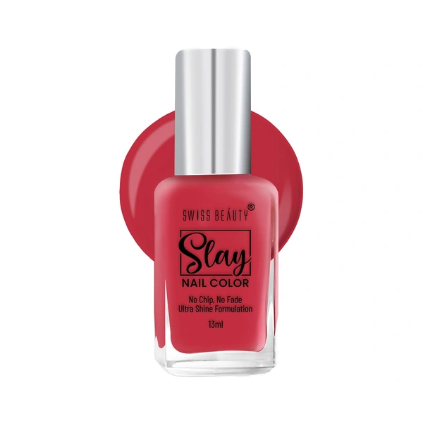Swiss Beauty Slay Nail Colour 13ml | Cherry Pink 71 | Ultra Shine Formulation