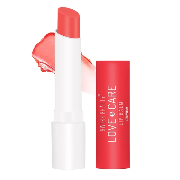 Swiss Beauty Strawberry Love & Care Lip Balm SPF 15 | Hydrating & Nourishing | Protects, Softens & Adds a Natural Tint | Enriched with Shea Butter & Vitamin E