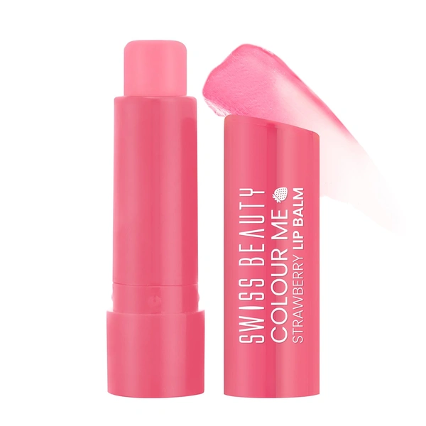 Swiss Beauty Strawberry Slush Colour Me Lip Balm with  12-hour hydration & SPF 15 | Long-Lasting & Glossy Finish | Heals dry & Chapped lips | Shea Butter & Vitamin E
