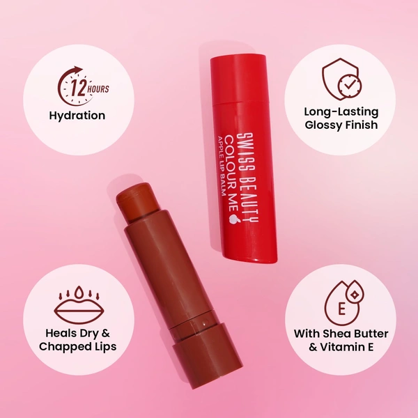 Swiss Beauty Coconut Blast Colour Me Lip Balm with  12-hour hydration & SPF 15 | Long-Lasting & Glossy Finish | Heals dry & Chapped lips | Shea Butter & Vitamin E