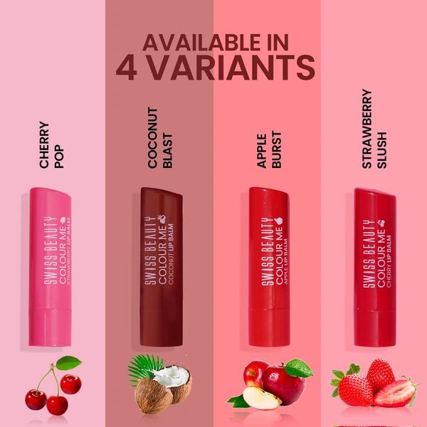 Swiss Beauty Coconut Blast Colour Me Lip Balm with  12-hour hydration & SPF 15 | Long-Lasting & Glossy Finish | Heals dry & Chapped lips | Shea Butter & Vitamin E