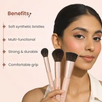 Swiss Beauty Take Me Anywhere 8-in-1 Makeup Brush Set | Compact Travel-Friendly 8Pc Brush Kit | Soft Synthetic Bristles | Multi-Functional Lightweight PETA Certified