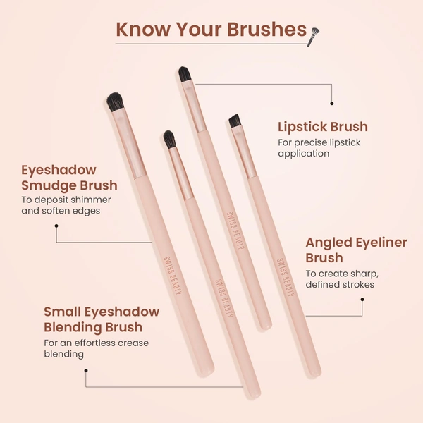 Swiss Beauty Take Me Anywhere 8-in-1 Makeup Brush Set | Compact Travel-Friendly 8Pc Brush Kit | Soft Synthetic Bristles | Multi-Functional Lightweight PETA Certified