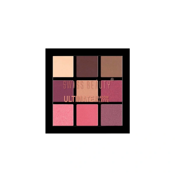Swiss Beauty Ultimate 9 Pigmented Colors Eyeshadow Palette | Bold & Versatile Shades | Vibrant & Blendable | Long Lasting | Shimmery And Metallic Finish - Multicolor-01, 6G