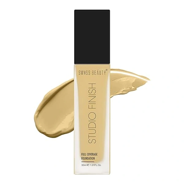 Swiss Beauty Water Proof Studio Finish Full Coverage Foundation  Medium
 Pale 30ml | Full coverage, Long-lasting & Lightweight Foundation for Professional  look Makeup