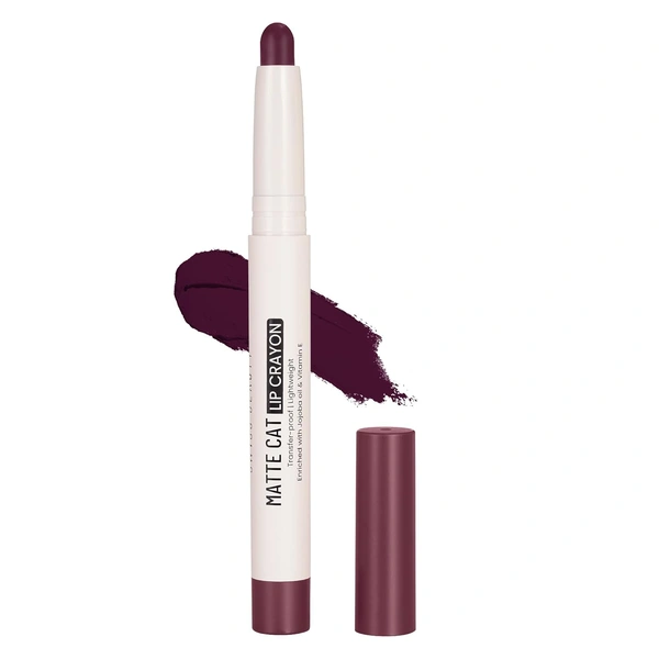 Swiss Beauty Matte Cat Lip Crayon 25  Wicked Wine with Vitamin E & Jojoba Oil | Highly Pigmented | Matte Finish & 8 Hour Stay | Smudge-proof & waterproof