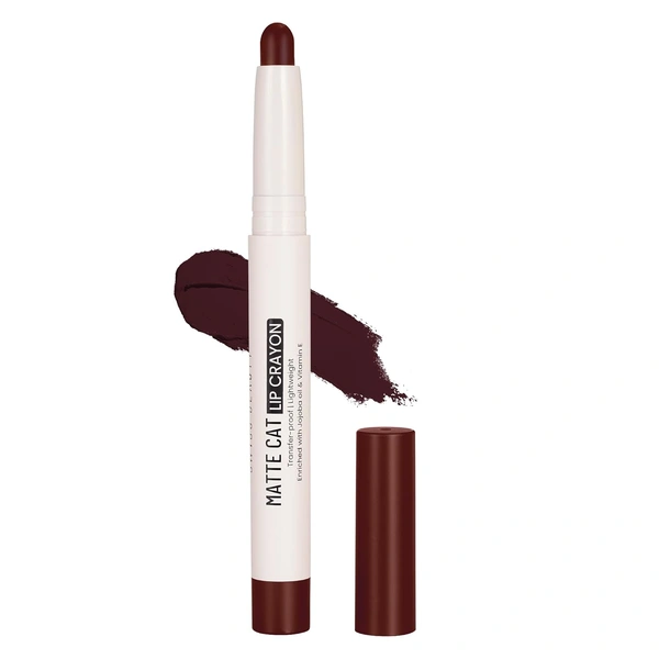 Swiss Beauty Matte Cat Lip Crayon 26 Wine Berry with Vitamin E & Jojoba Oil | Highly Pigmented | Matte Finish & 8 Hour Stay | Smudge-proof & waterproof