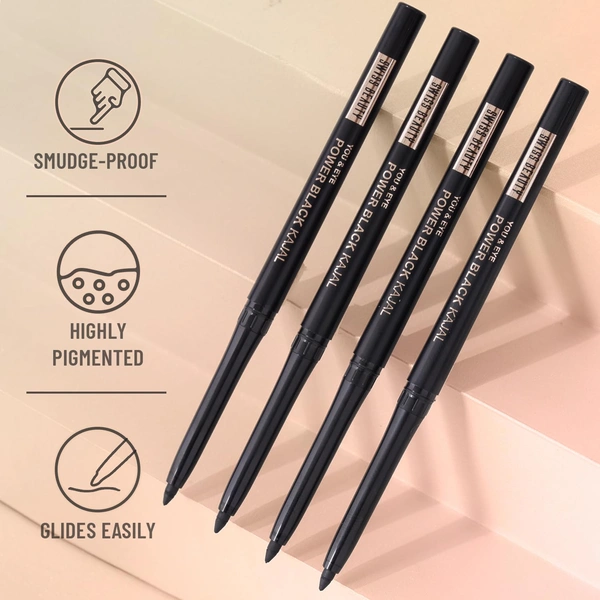 Swiss Beauty You & Eye Power Black Kajal | Smudge-Proof Eyes | Enriched with Vitamin E | Long-Lasting Definition | Waterproof | 24 Hour Stay | 0.30gm