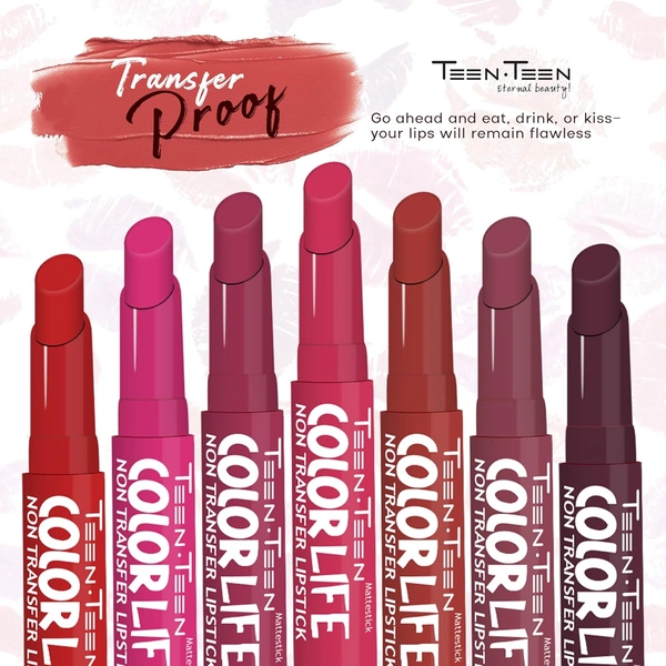 Teen Teen Color Life Nontransferable lipstick 2gm with M27 Tangerine Shade| Matte Crayon Finish | Long lasting  & waterproof | Keep Hydrating & Moisturizing