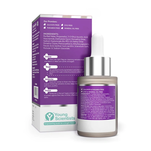 Derma Co The Derma Co 10% Vitamin C Face Serum 30ml I With Vitamin C, 5% Niacinamide & Hyaluronic Acid I Boosts Radiance & Hydrates | Day + Night Regimen | Brightens Skin | Reduces Dark Spots | Lightweight Formula | Suitable For All Skin Types