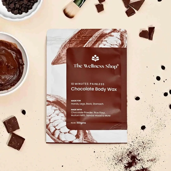 The Wellness shop The Wellness Shop Chocolate Wax 100g | With Sandalwood & Rice Flour | Gentle Hair Removal | No Irritation | Smooth & Soft Skin | Herbal Formula for Face & Body
