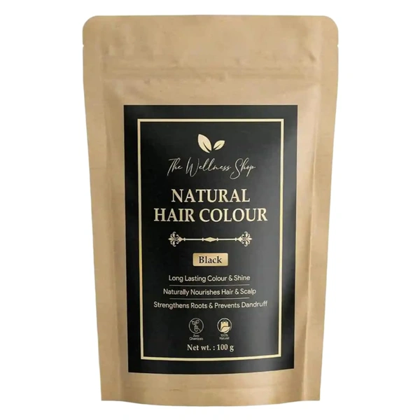 The Wellness shop The Wellness Shop Natural Black Hair Color Powder 100g | Herbal Blend with Henna & Amla | Ammonia-Free, Long Lasting Shine, Strengthens Roots, Prevents Dandruff | For Men & Women