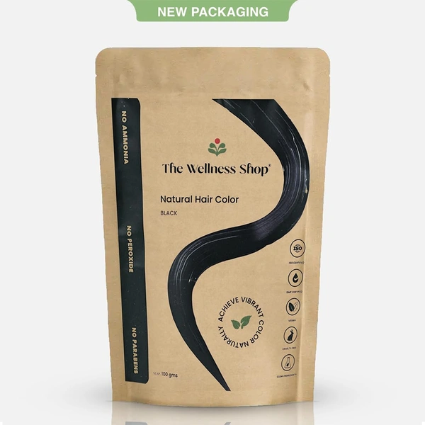 The Wellness shop The Wellness Shop Natural Black Hair Color Powder 100g | Herbal Blend with Henna & Amla | Ammonia-Free, Long Lasting Shine, Strengthens Roots, Prevents Dandruff | For Men & Women