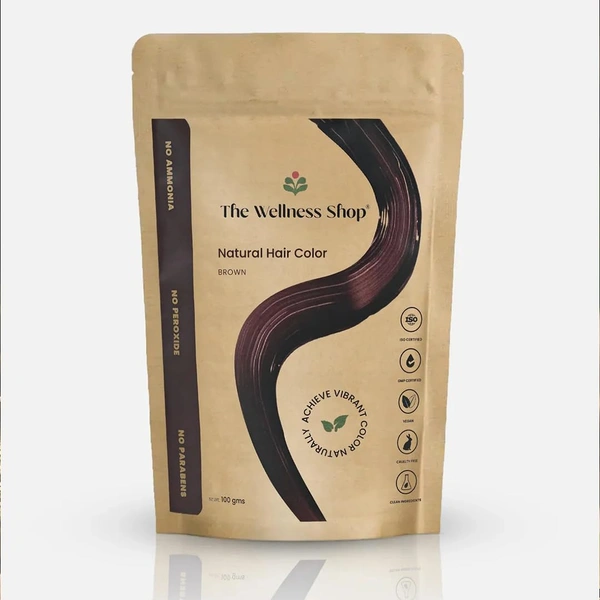 The Wellness shop The Wellness Shop Natural Brown Hair Color Powder 100g | Ammonia-Free, Long Lasting, Nourishes Scalp, Strengthens Roots, Prevents Dandruff, Safe for Men & Women