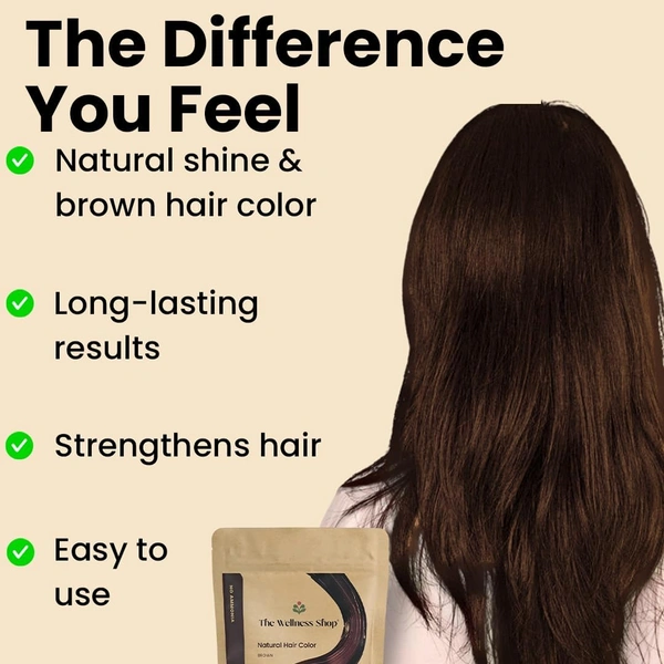 The Wellness shop The Wellness Shop Natural Brown Hair Color Powder 100g | Ammonia-Free, Long Lasting, Nourishes Scalp, Strengthens Roots, Prevents Dandruff, Safe for Men & Women